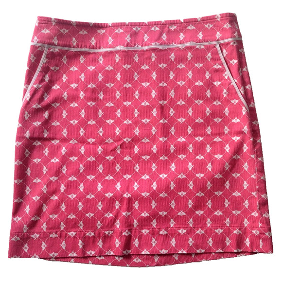 Talbots Women’s Size 12 Pink Bee Print Skirt - Straight A-Line – Textured Cotton - Picture 1 of 9